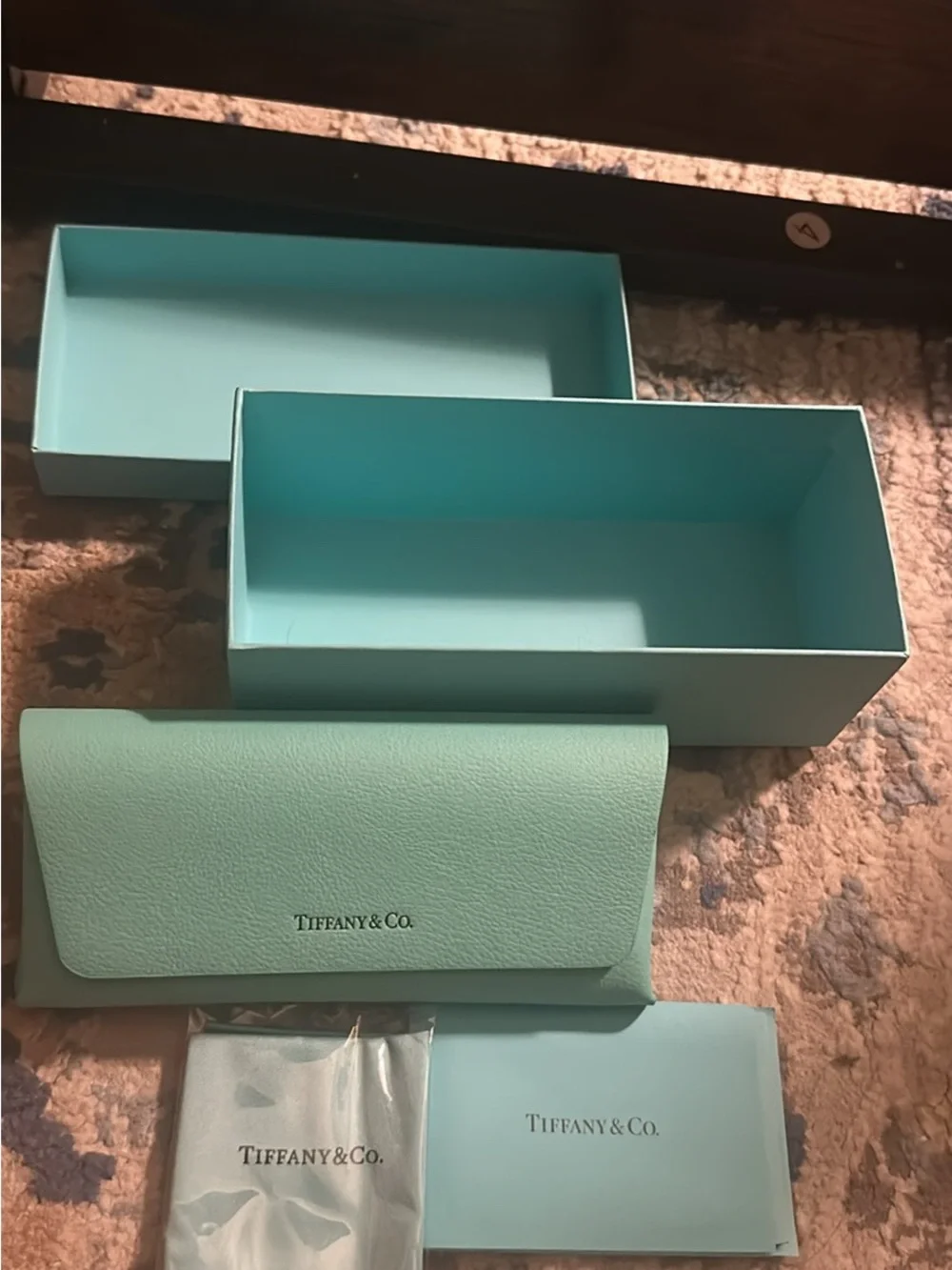 Tiffany & Co. Signature Robin's Egg Blue Box, Pouch and Cloth Set